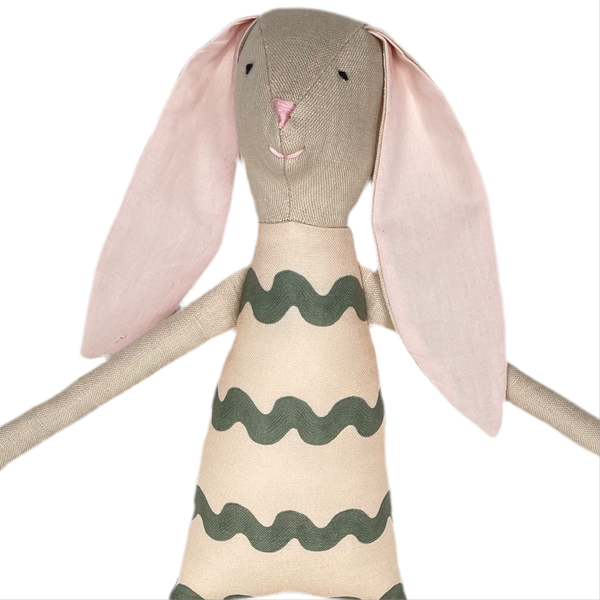 18" Sand RicRac Rabbit in Green