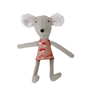 8" Tan Mushroom Mouse in Pink