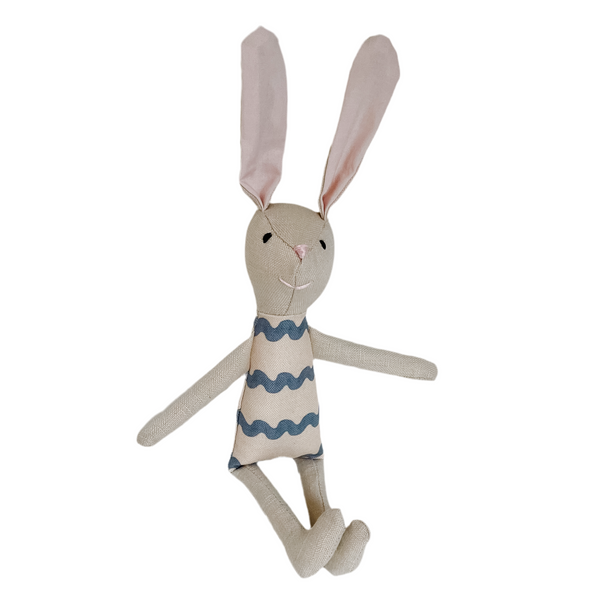 8" Sand RicRac Bunny in Dark Blue