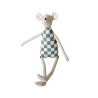 18" Sand Checkered Mouse in Slate Blue