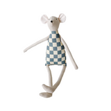 18" Sand Checkered Mouse in Slate Blue
