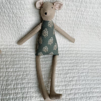 18" Tan Acorn Mouse in Teal Green