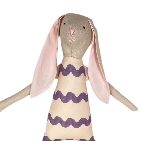 18" Sand RicRac Rabbit in Purple