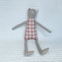 18" Tan Gingham Cat in Pink