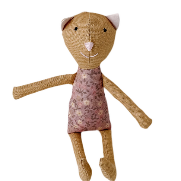8" Honey Calico Cat in Mauve Pink