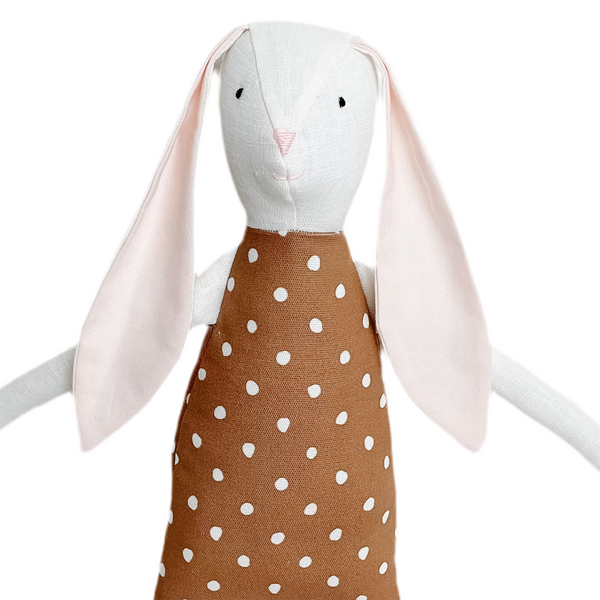 18" Cream Carnation Rabbit in Brown