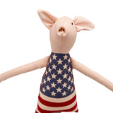 18" Pale Pink USA Flag Pig