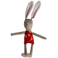 8" Tan Chrysanthemum Bunny in Orange