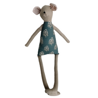 18" Tan Acorn Mouse in Teal Blue