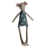 18" Tan Acorn Mouse in Teal Blue