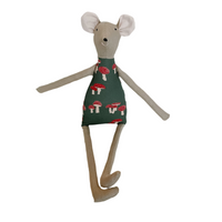 18" Tan Mushroom Mouse in Dark Green