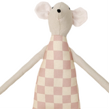 18" Sand Checkered Mouse in Pink