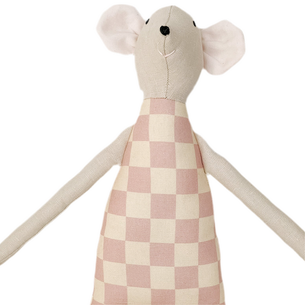 18" Sand Checkered Mouse in Pink
