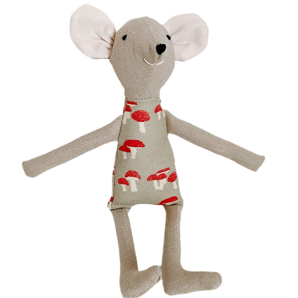 8" Tan Mushroom Mouse in Pale Green