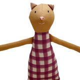 18" Honey Gingham Cat in Fushia
