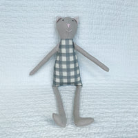 18" Tan Gingham Cat in Gray