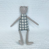 18" Tan Gingham Cat in Gray