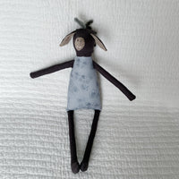 18" Dark Gray and Clay Cherry Blossom Donkey in Blue