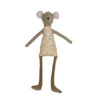 18" Tan Anemone Circus Mouse in Buttercream Yellow