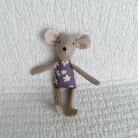 8" Tan Anemone Circus Mouse in Purple