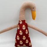 18" Rosewood Runner Duck in Cranberry Daisy