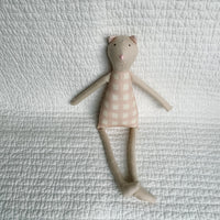18" Sand Gingham Cat in Pale Pink