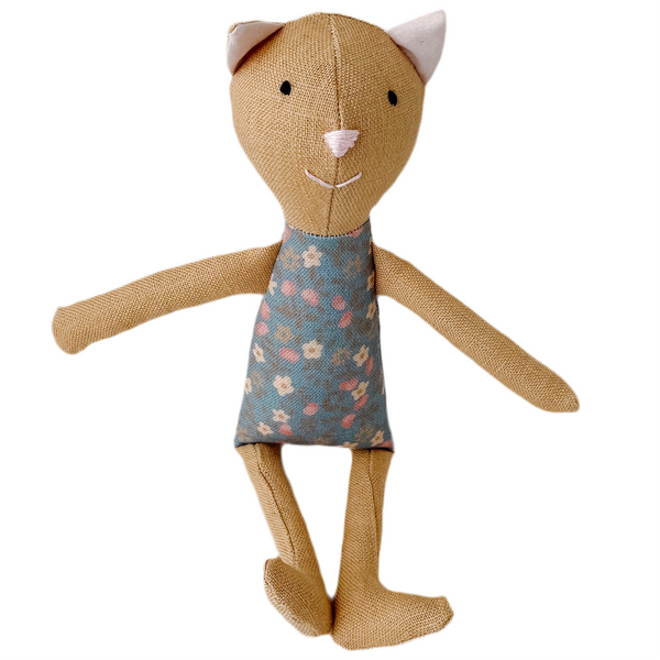 8" Honey Calico Cat in Blue