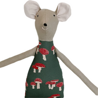 18" Tan Mushroom Mouse in Dark Green