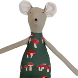 18" Tan Mushroom Mouse in Dark Green