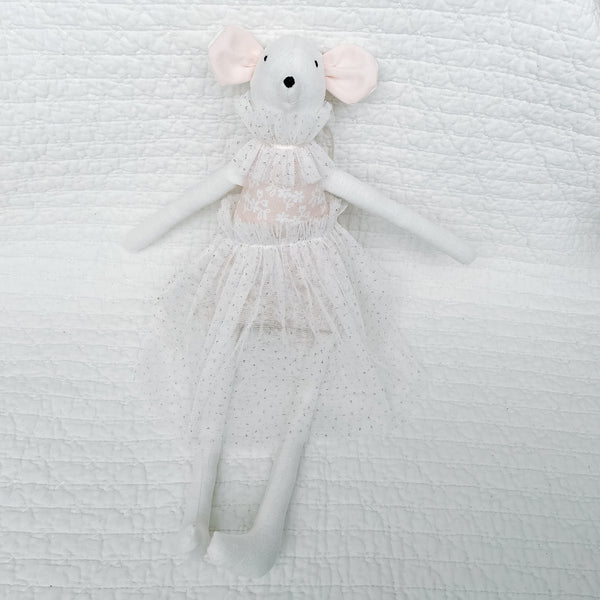 18" Fairy Dress and Neck Ruffle in off white Gold Sparkle