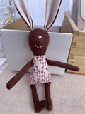 8" Brown tulip bunny in purple