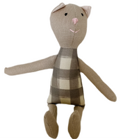 8" Tan Gingham Cat in Gray