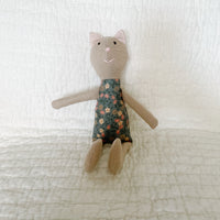 8" Tan Calico Cat in Teal Jade