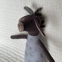 18" Dark Gray and Clay Cherry Blossom Donkey in Blue