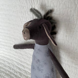 18" Dark Gray and Clay Cherry Blossom Donkey in Blue