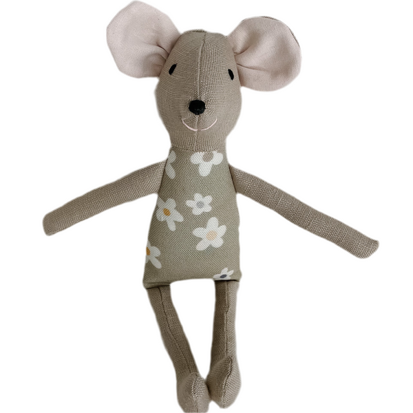 8" Tan Anemone Circus Mouse in Mint