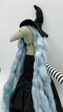 Witch with long blue hair
