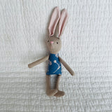8" Tan Chrysanthemum Bunny in Blue
