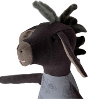 18" Dark Gray and Clay Cherry Blossom Donkey in Blue