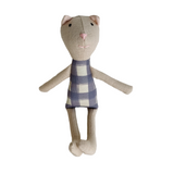 8" Sand Gingham Cat in dark lavender