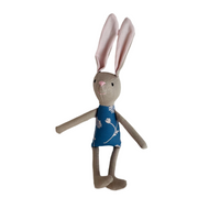 8" Tan Chrysanthemum Bunny in Blue