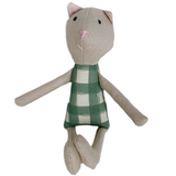 8" Sand Gingham Cat in Green