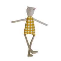 18" Sand Gingham Cat in Yellow
