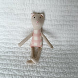 8" Sand Gingham Cat in Pale Pink