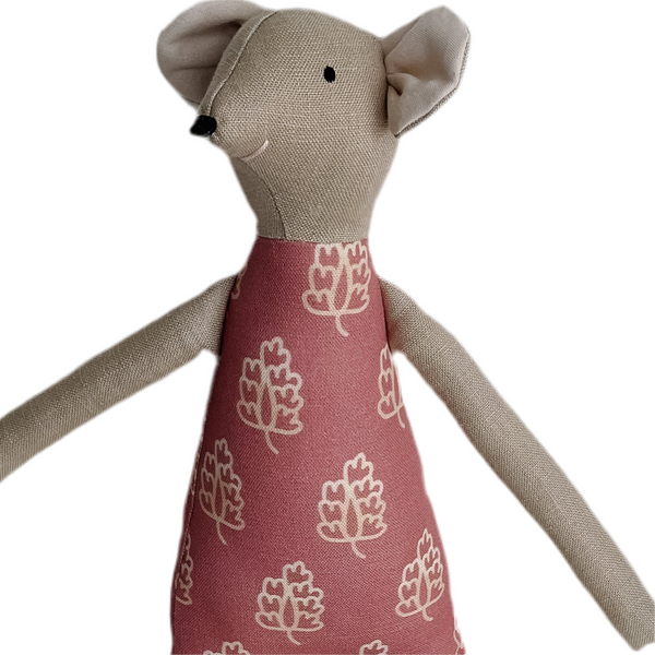 18" Tan Acorn Mouse in Pink
