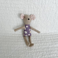 8" Tan Anemone Circus Mouse in Purple