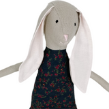 18" Tan Rose Patch Rabbit in Dark Navy