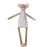 18" Tan Anemone Circus Mouse in Light Blue