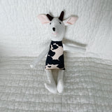 8" Cream Cow in Black