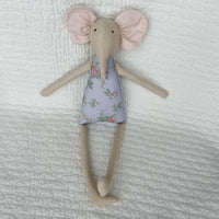 18" Sand Tea Rose Elephant in Sky Blue